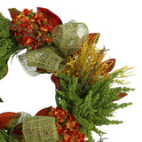 25" Hydrangea and Heather Fall Wreath with Bows