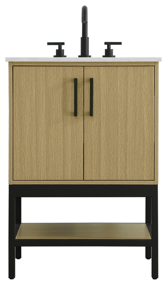 Home Living 24" Single Bathroom Vanity, Honey Brown