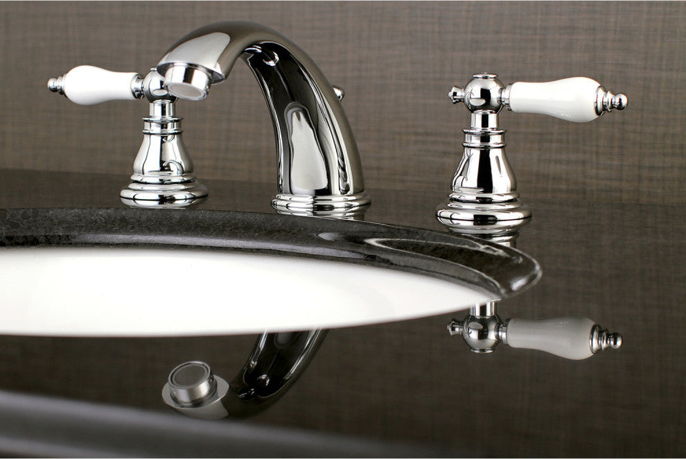 Kingston Brass Widespread Bathroom Faucet With Retail Pop-Up, Polished Chrome