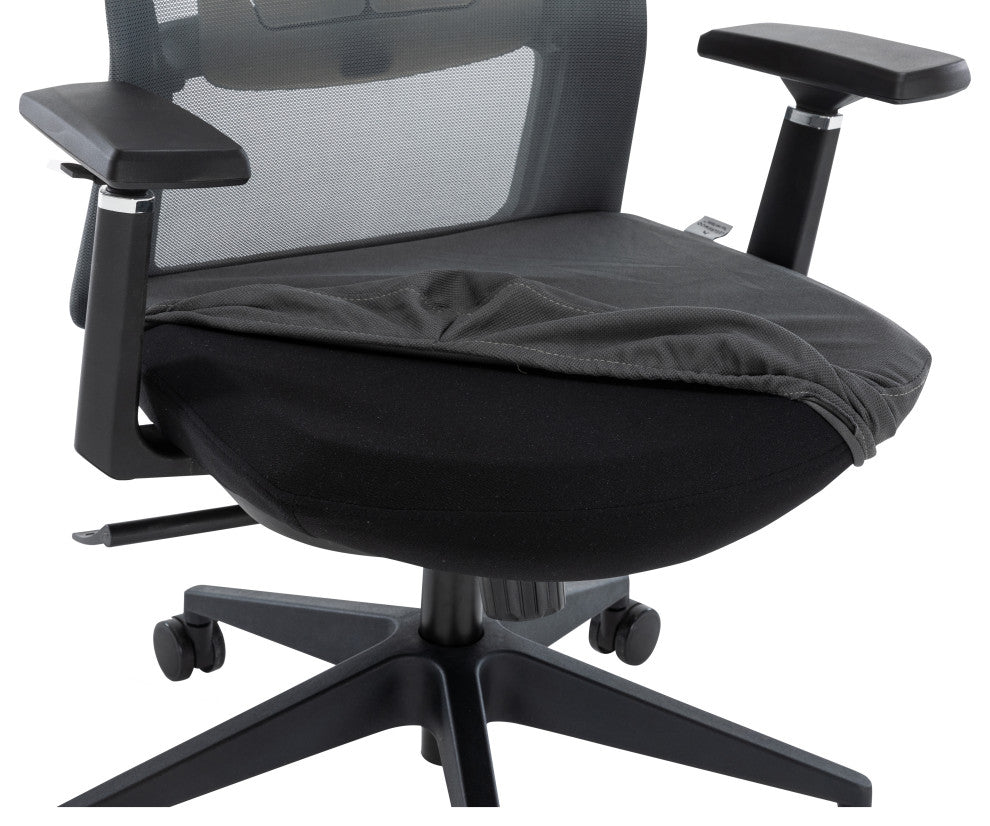 LeisureMod Ingram Modern Mesh Office Task Chair With Adjustable Armrests, Grey/Grey