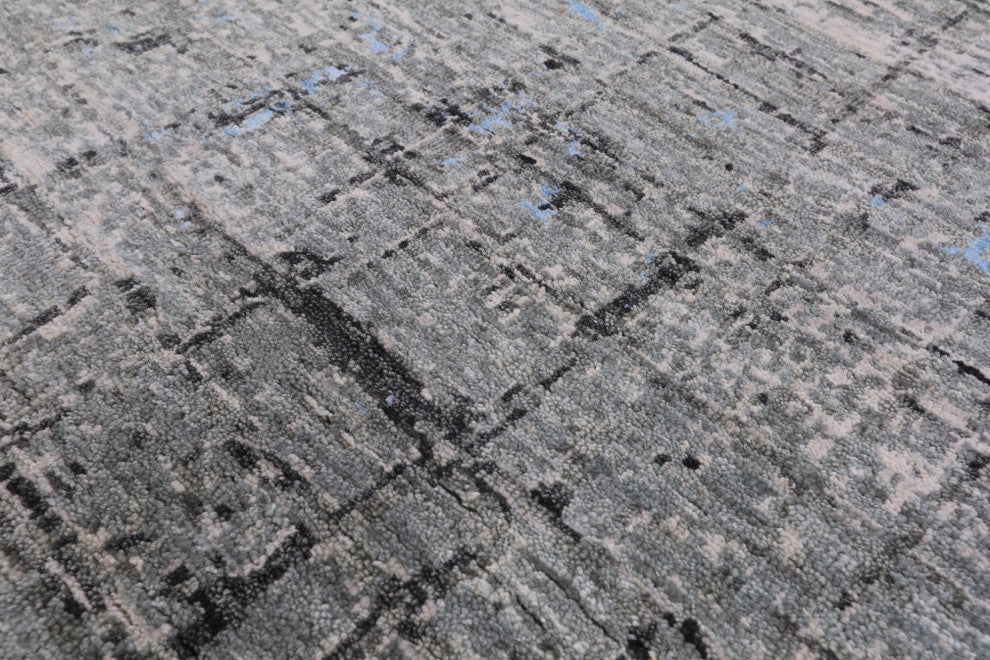 Wool and Silk Hand Knotted Abstract Rug 6' 2" X 9' 0" Q7191