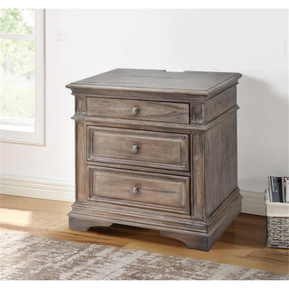 Pemberly Row Contemporary Driftwood Gray Wood 3-drawer Nightstand