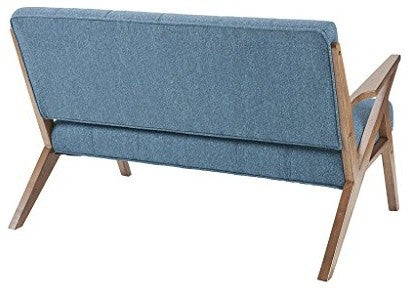 INK+IVY Modern Mid-Century Wood Lounge Chair, Blue, Loveseat