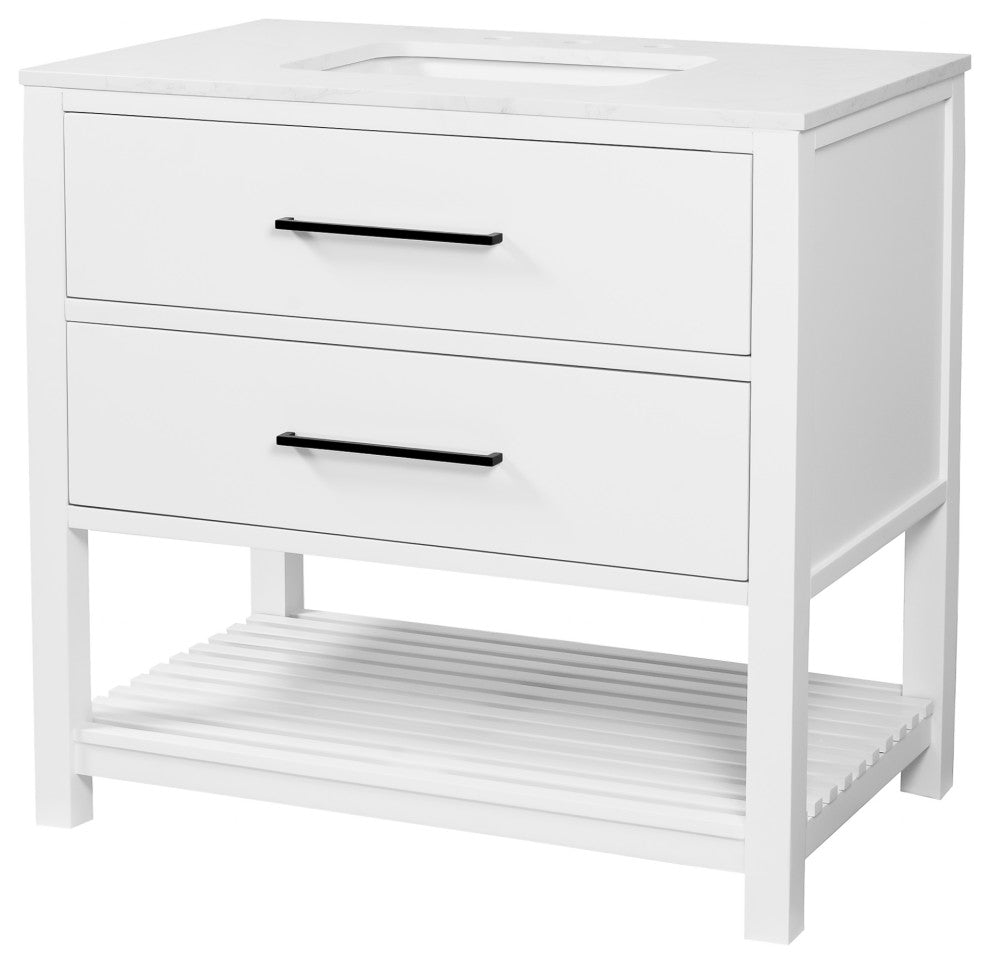 Hudson 36" Vanity, White, Engineered Marble