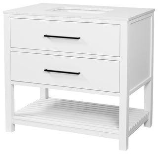 Hudson 36" Vanity, White, Engineered Marble