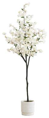 6ft. Artificial Cherry Blossom Tree with White Decorative Planter