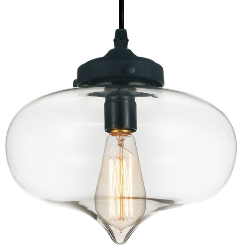Glass 1 Light Down Mini Pendant With Clear Finish