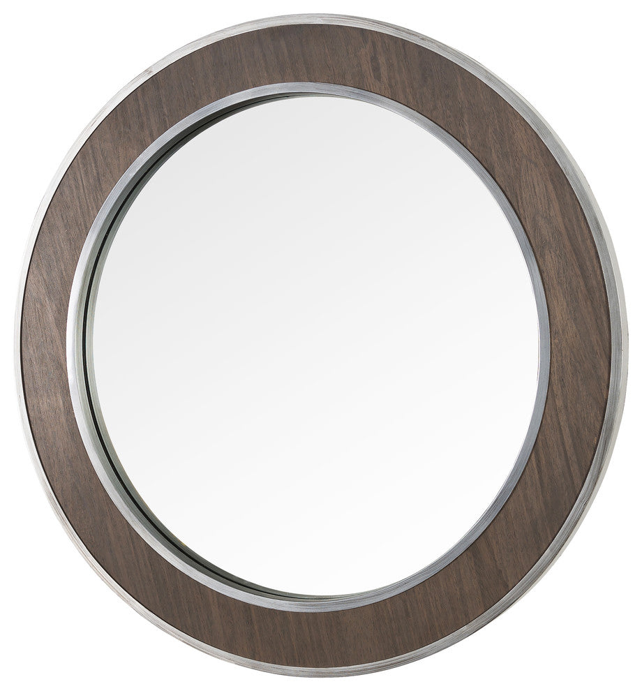 .-     Macie 30-in Round Wood and Metal Mirror