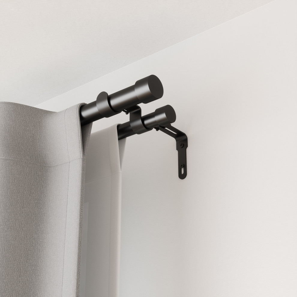 Umbra Cappa 1" Double Curtain Rod, 120-180", Brushed Black