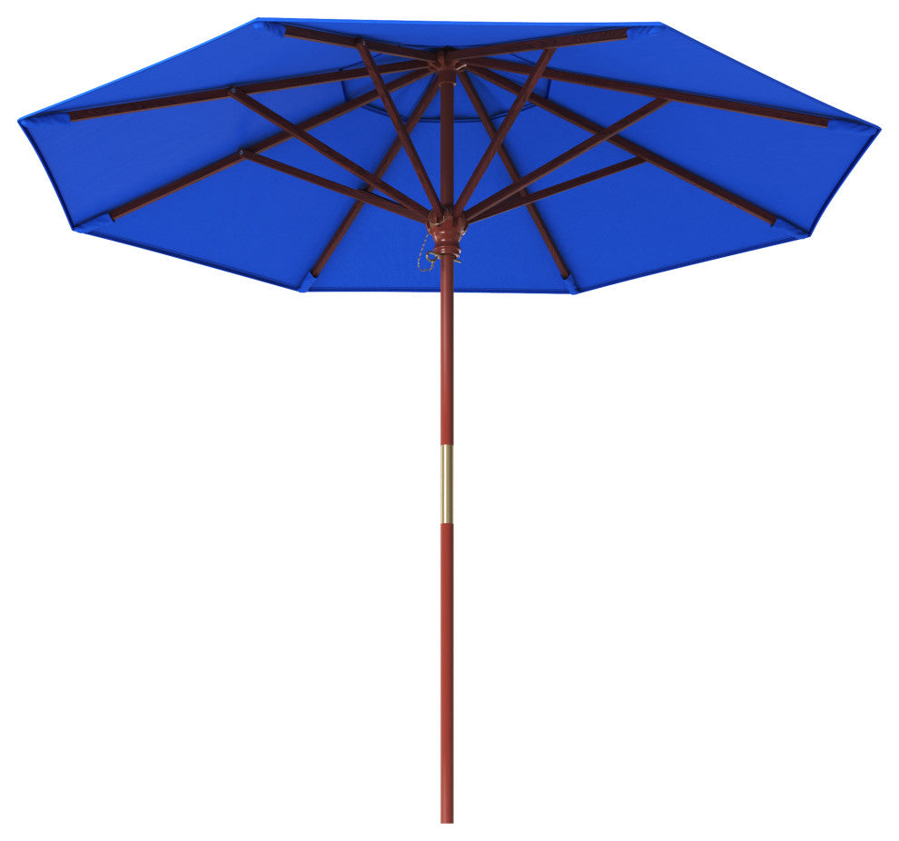 9' Square Push Lift Wood Umbrella, Olefin, Navy Blue