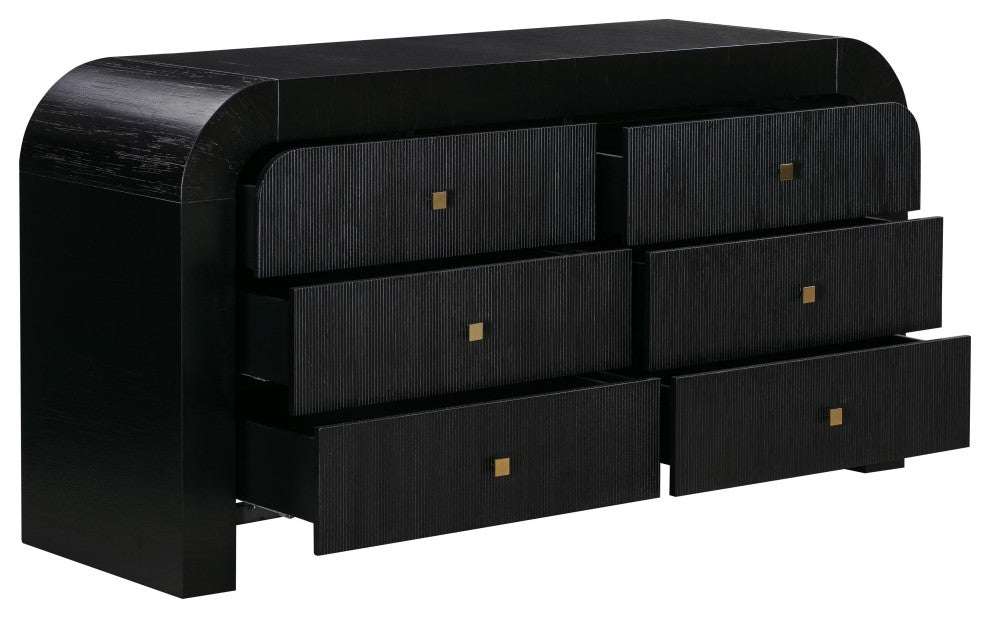 Hump 6 Drawer Dresser, Black