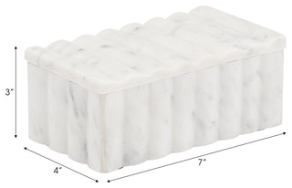 Marble, 7X3" Ridged Box, White