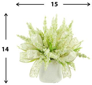 Holiday Heather Arrangement in a Ceramic Vase with Bows