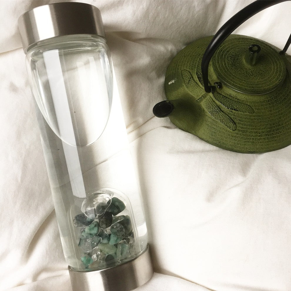 Water Bottle, VitaJuwel ViA Gemwater Bottle, White Loop Caps, Beauty