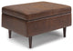 Square Storage Ottoman, Distressed Chestnut Brown Faux Leather Upholstery