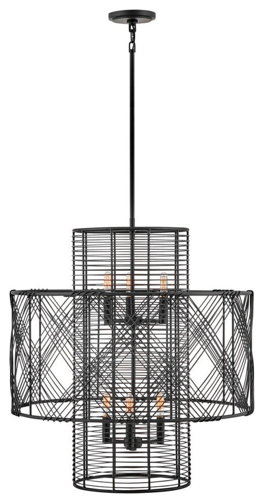 Nikko Medium Multi Tier Chandelier, Black