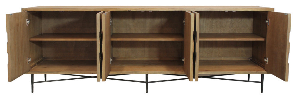 Samara 6-Door Recycled Pine Wood Sideboard, a Natural Finish
