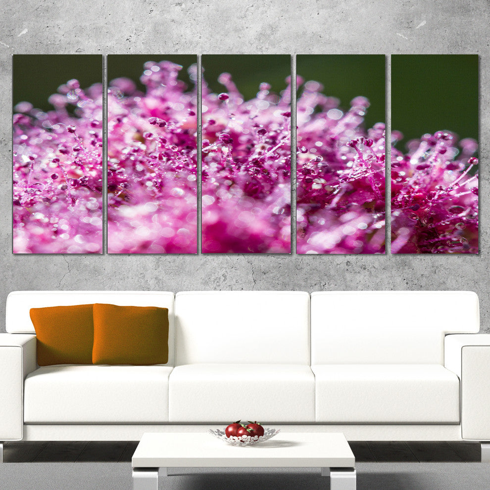 "Pink Little Flowers Close-Up View" Floral Wall Art, 60"x28", 5-Panels