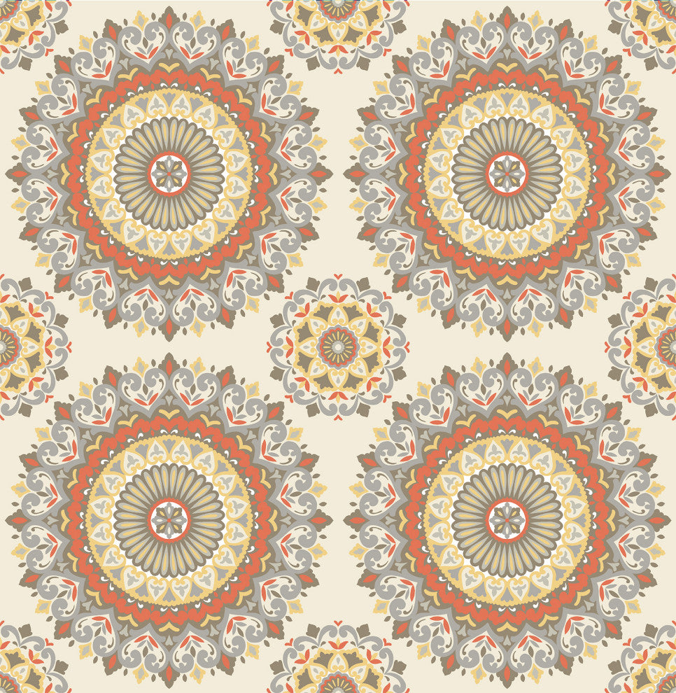 Gemma Coral Boho Medallion Wallpaper Bolt