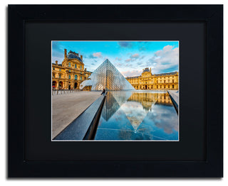 Symetrie du Louvre' Matted Framed Canvas Art by Mathieu Rivrin