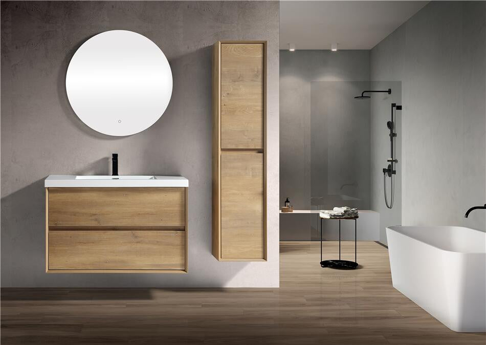 Ashley 36'' Floating Vanity, Acrylic Top, White Oak