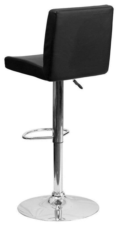Estella Lori Mid-Back Black Vinyl Swivel Adjustable Barstool