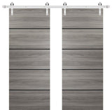 Bypass Doors 36 x 84 | Planum 0015 Ginger Ash with  | Sturdy Rails