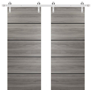 Bypass Doors 36 x 84 | Planum 0015 Ginger Ash with  | Sturdy Rails