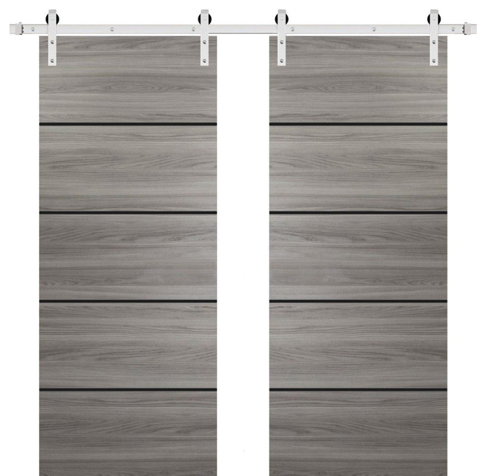 Bypass Doors 36 x 84 | Planum 0015 Ginger Ash with  | Sturdy Rails
