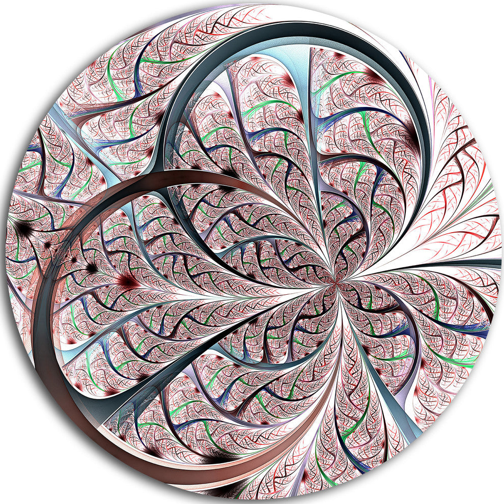 Light Blue Purple Digital Fractal Flower, Floral Disc Artwork, 11"