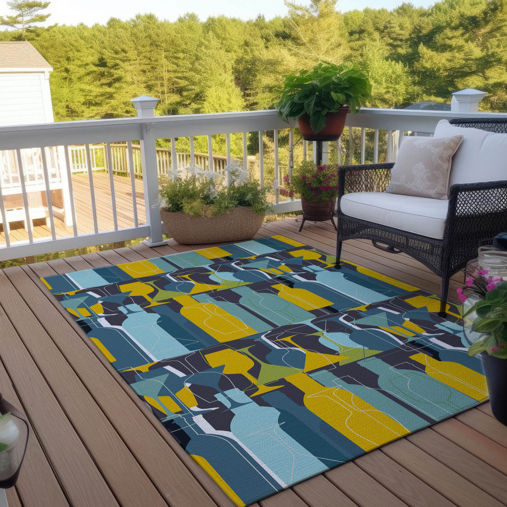 Indoor/Outdoor Kendall KE13 Ink Machine Washable 5' x 7'6" Rug
