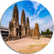 Ancient Temple In Thailand Panorama, Seascape Disc Metal Artwork, 23"