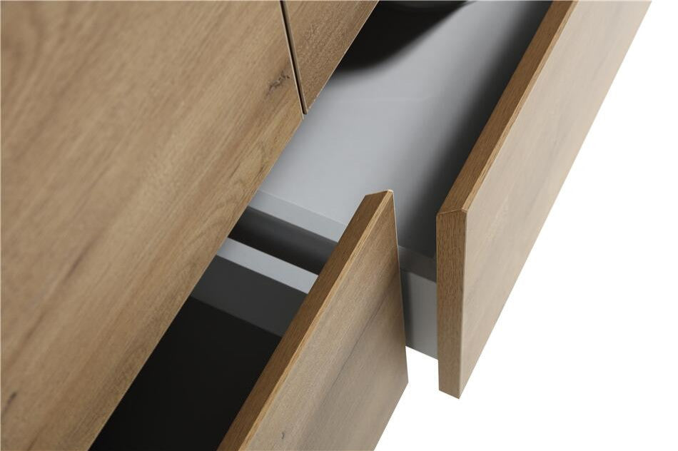 Ashley 60'' Floating Vanity, Acrylic Top, Double Sink, White Oak