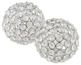 4" Silver Faux Crystal and Silver Decorative Orb Tabletop Sculpture