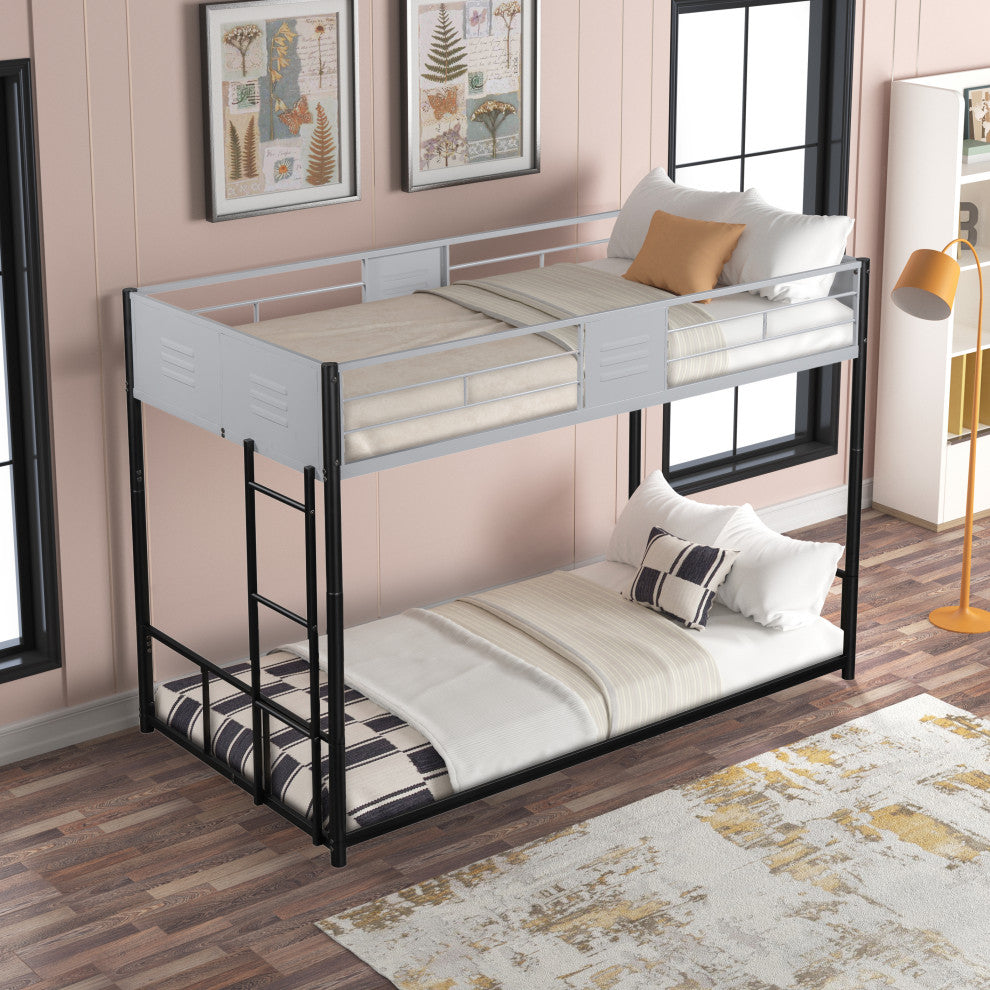 Gewnee Metal Twin over Twin Bunk Bed with Vent Board