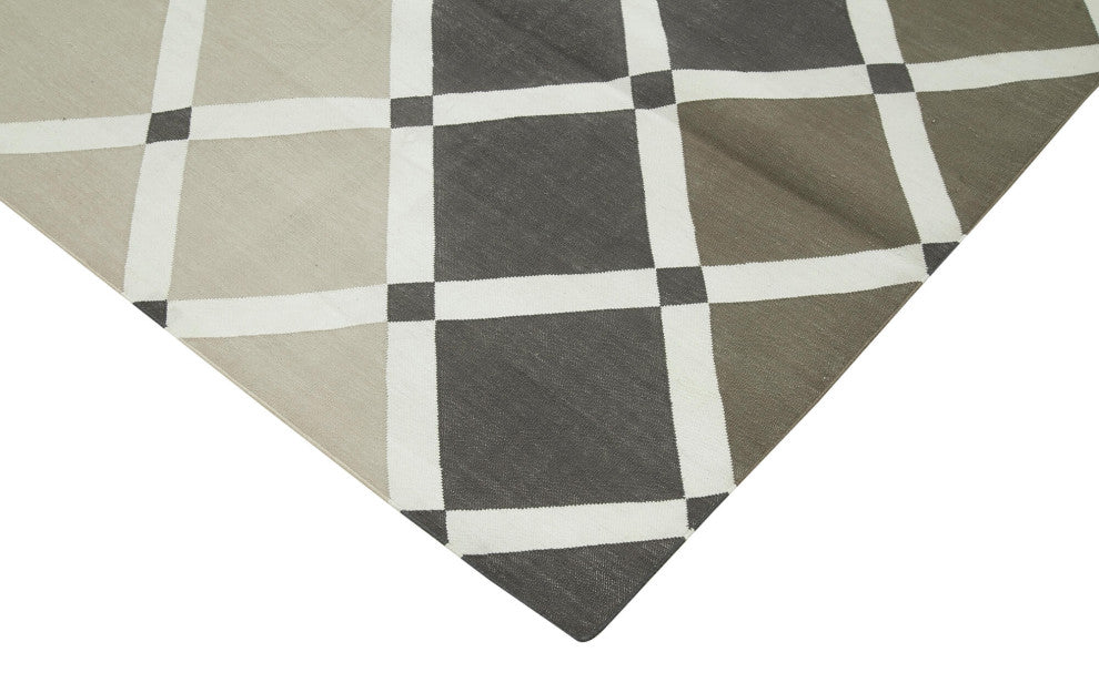 Rug N Carpet - Handmade Wool 7' 10'' x 10' 0'' Modern Design Dhurrie Kilim Rug