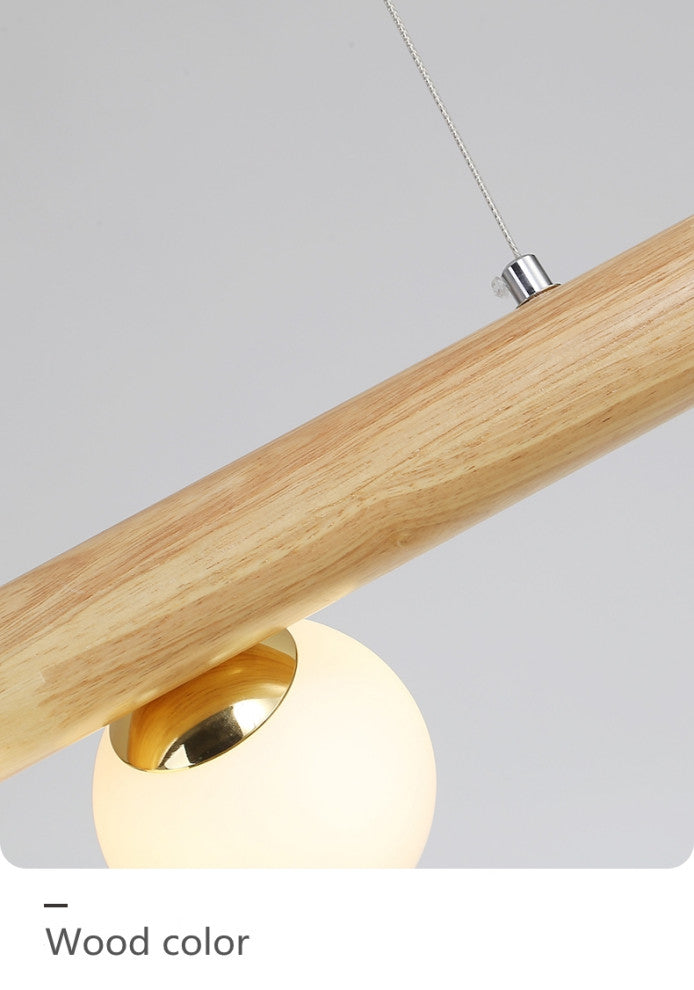 Acquanegra sul Chiese | Nordic Wood color Glass ball LED Chandelier , Wood