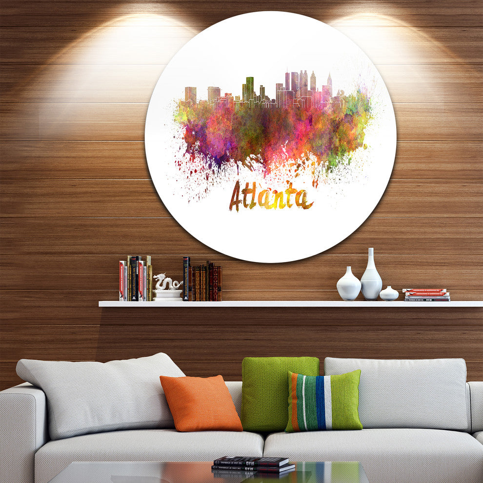 Atlanta Skyline, Cityscape Round Metal Wall Art, 23"