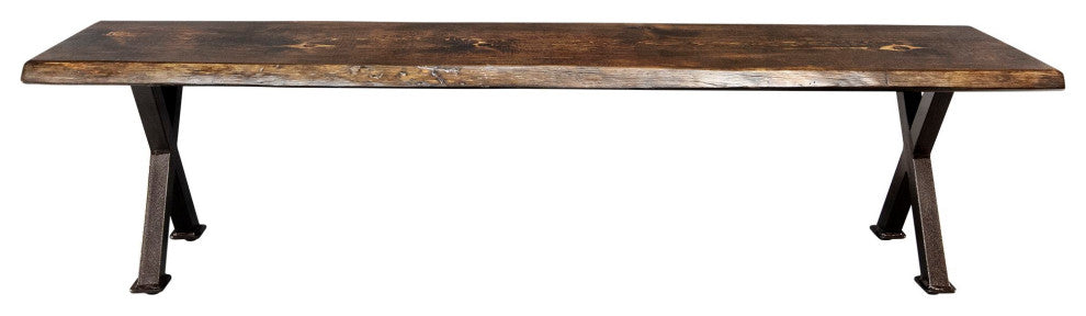 Big Sky Collection Live Edge Bench With Copper Creek X-Series Iron Legs, 6''