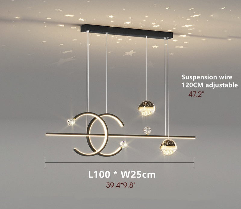 Wallisellen | Creative LED Pendant Light in a Nordic style for Dining Room, Black, Trichromatic Light
