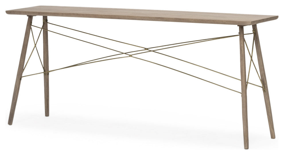 16" Brown Solid Wood 4 Legs Console Table