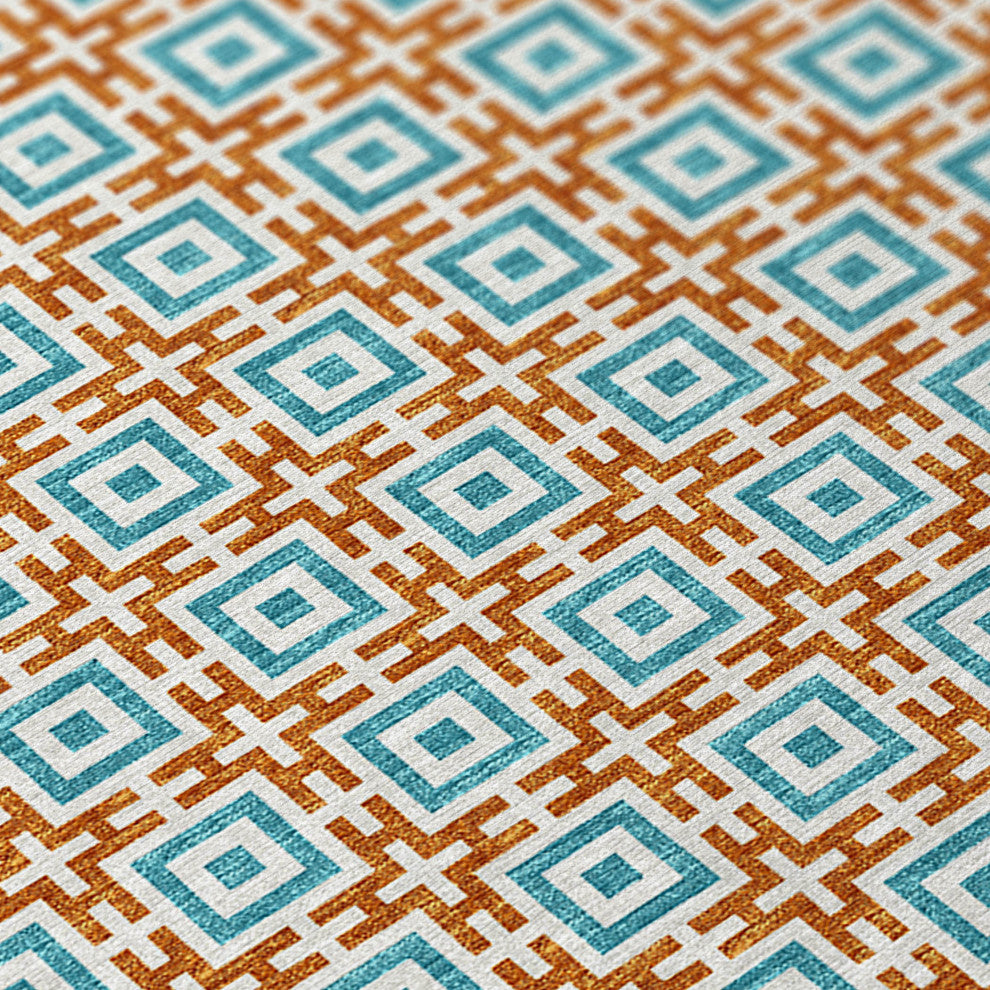 Indoor/Outdoor Marlo MO1 Orange Machine Washable 6' x 6' Rug