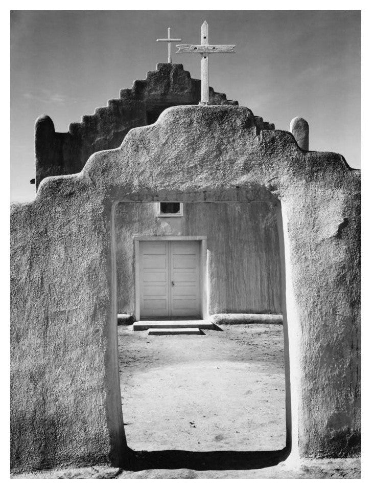 "Church, Taos Pueblo National Historic Landmark, 1942" Paper Art, 19"x24"