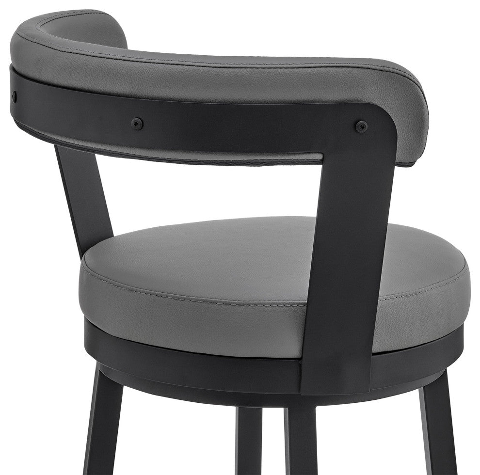 3-Piece Counter Height Dining Set In Black Metal and Gray Faux Leather