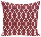 Charleston Geometric Print Outdoor Pillow, Brick, 20"x20"