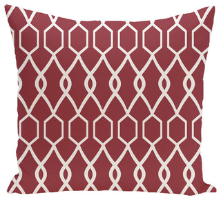 Charleston Geometric Print Outdoor Pillow, Brick, 20"x20"