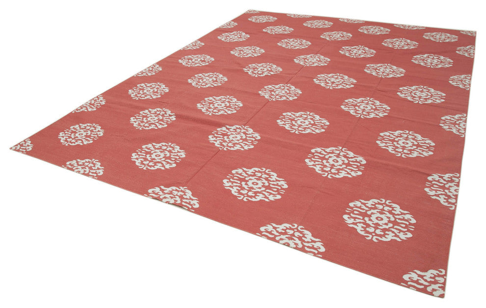 Rug N Carpet - Handmade Wool 8' 10'' x 11' 10'' Geometric Dhurrie Kilim Rug