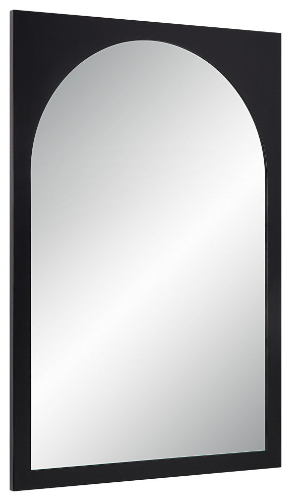 Bilzen 36" Tall Rectangular Arch Mirror, Matte Black