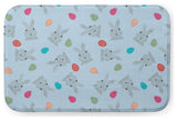 34" x 21" Bunnies and Eggs Bathmat, After Rain Blue