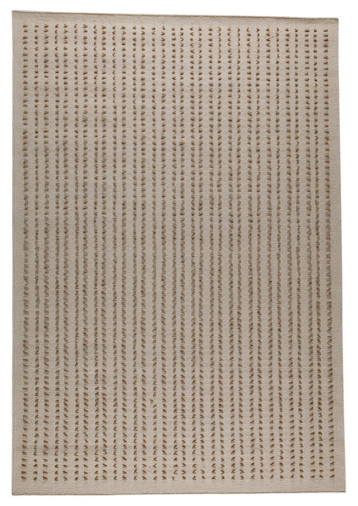 Hand Woven Beige Wool Area Rug